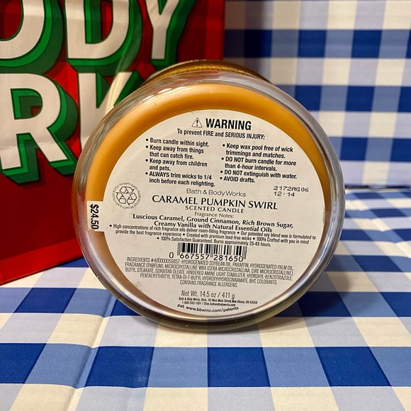 Caramel Pumpkin Swirl 3 Wick Candle Bath and Body Works NEW Decorative Lid - Picture 4 of 4